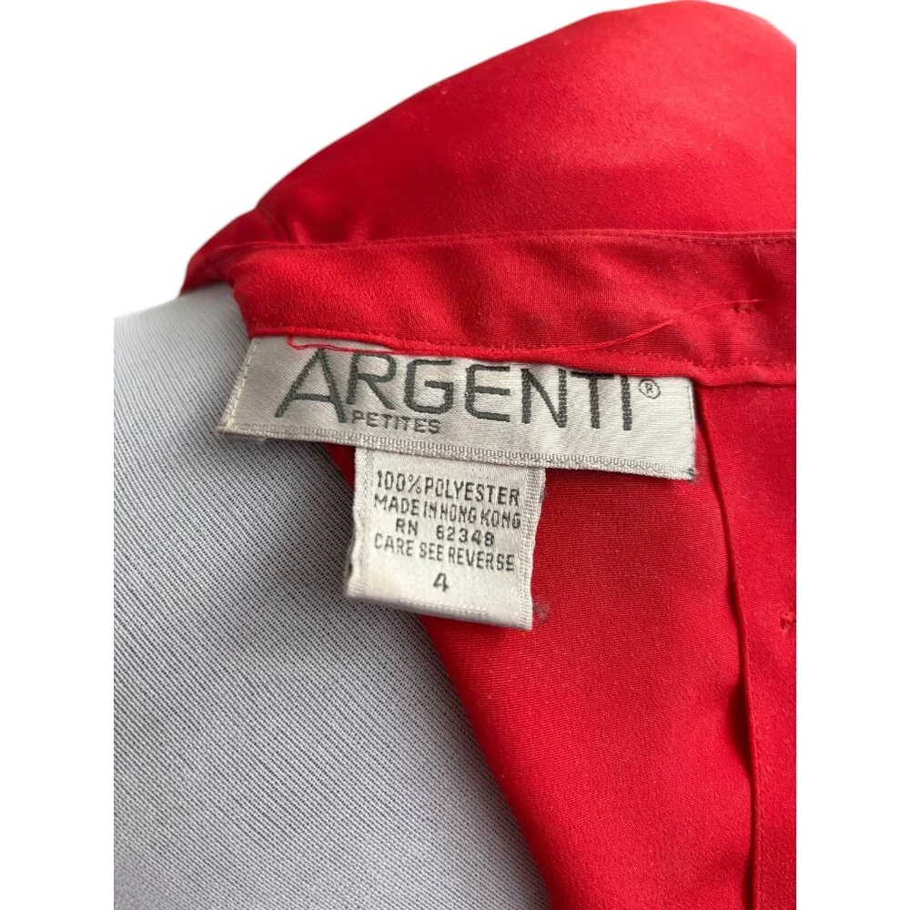 Vintage 80s Argenti Petites 2 piece Red Dress with belt and blazer sz 4‎